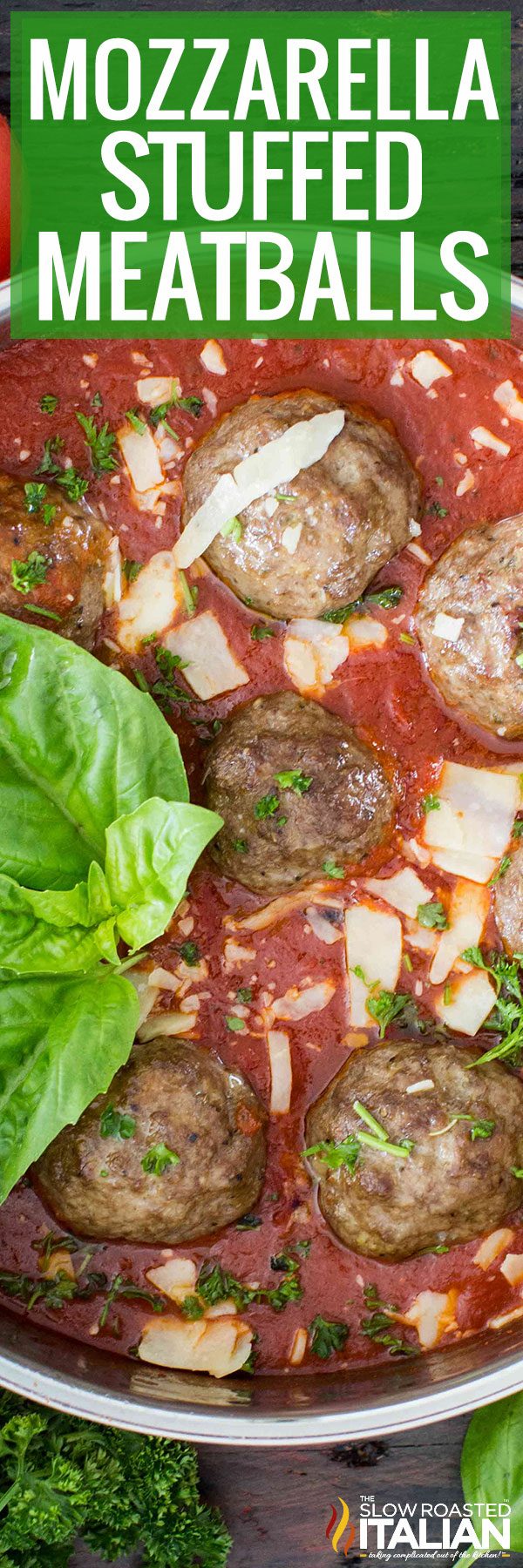 mozzarella stuffed meatballs -pin