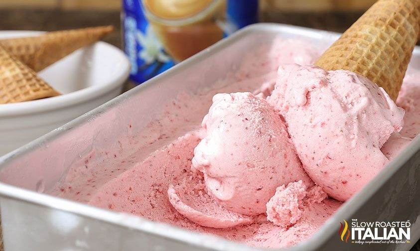 2 ingredient recipe for no churn strawberry ice cream