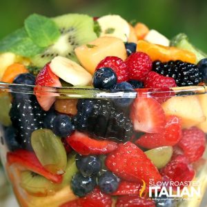 rainbow fruit salad with honey orange dressing