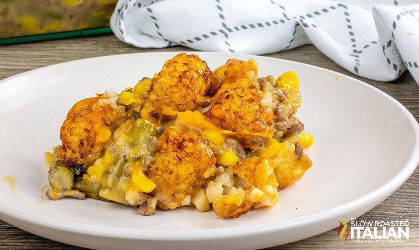 tater tot casserole plated