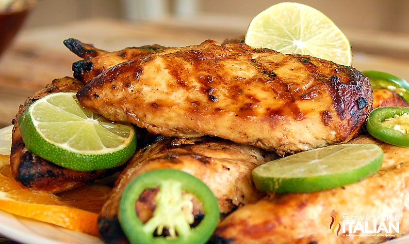 plate of grilled margarita chicken