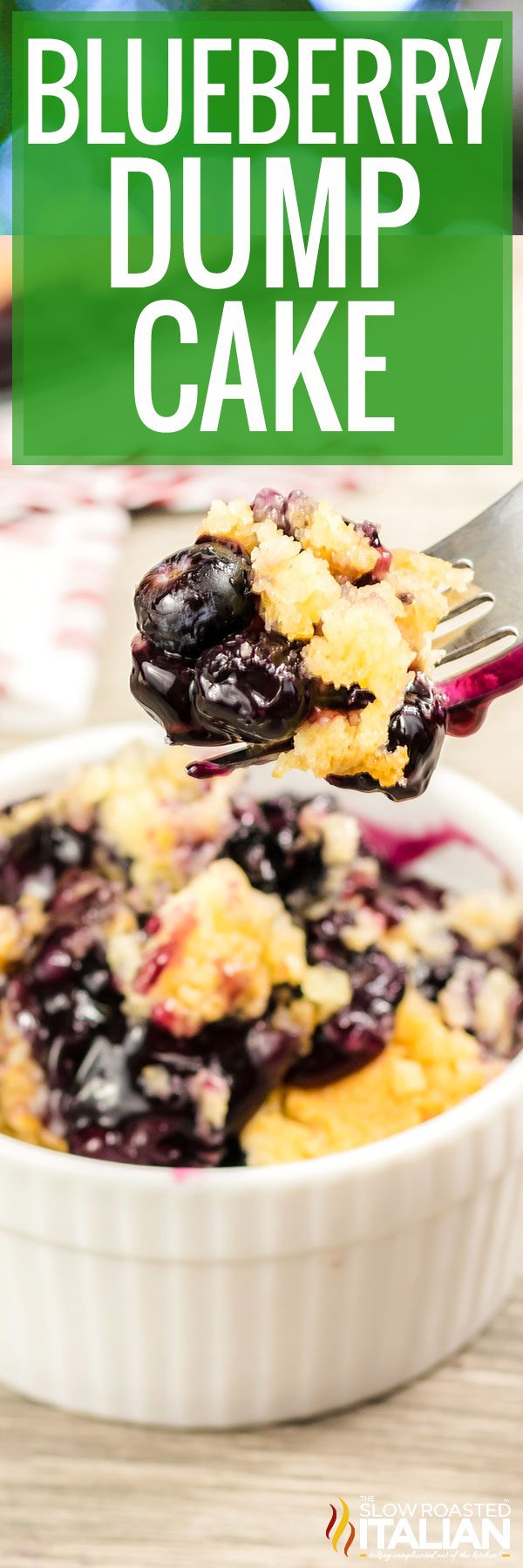 titled image (and shown):  blueberry dump cake