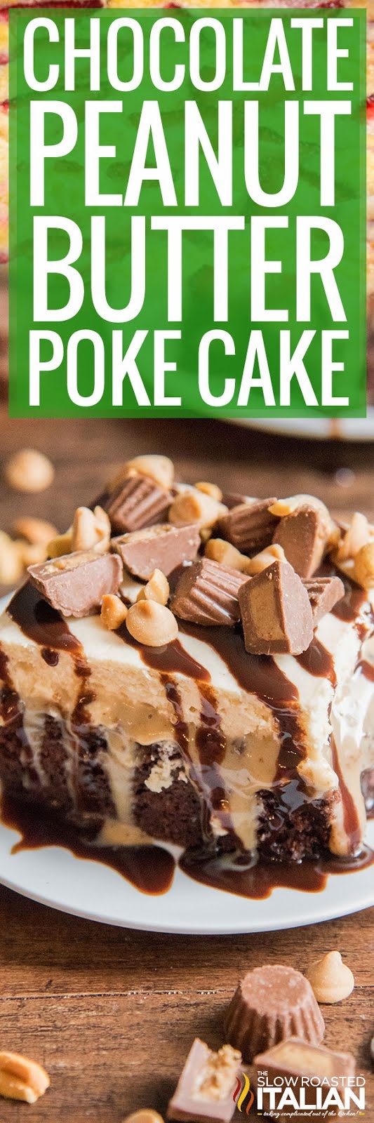 chocolate peanut butter poke cake -pin