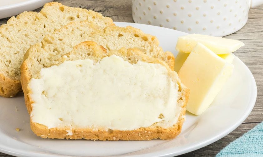 butter on a slice of bread