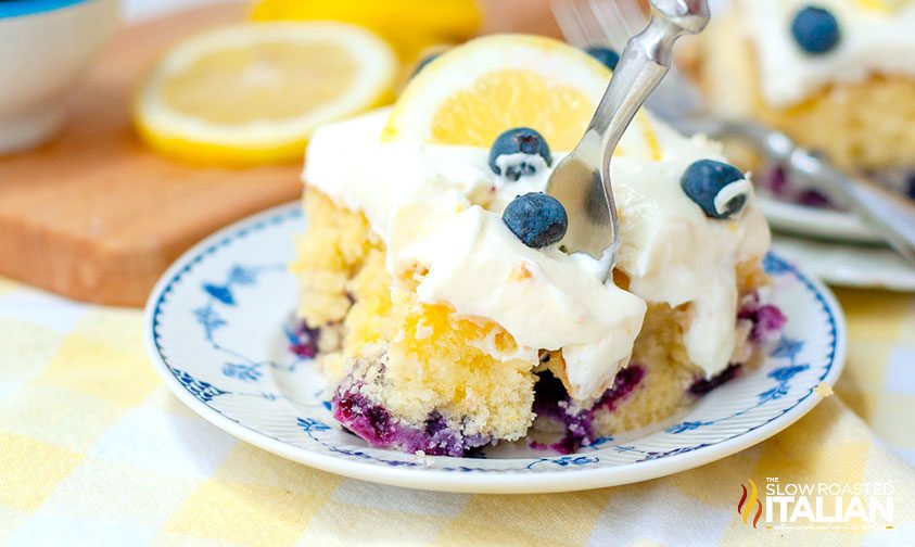 blueberry lemon cake on plate