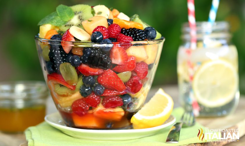 Orange honey rainbow fruit salad