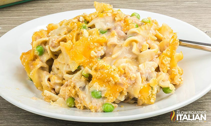plated serving of tuna casserole