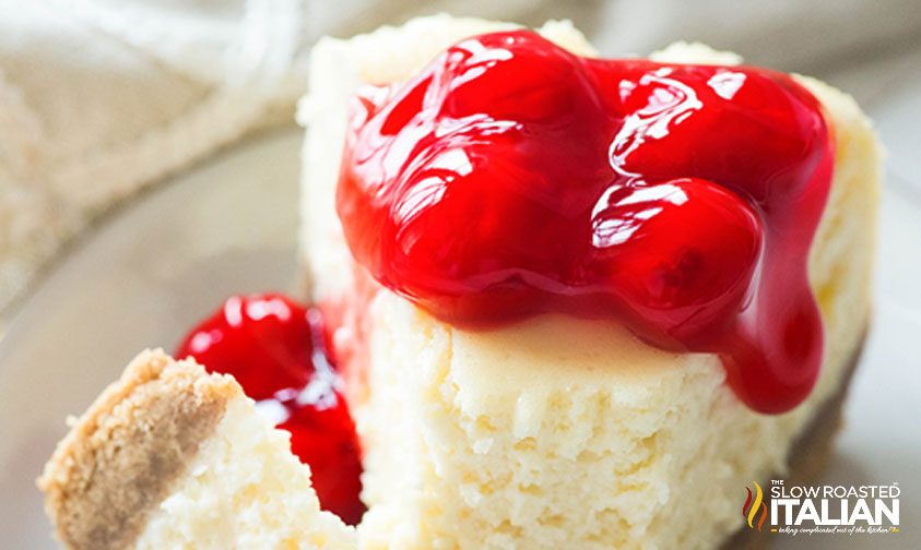 slice of cheesecake with cherries