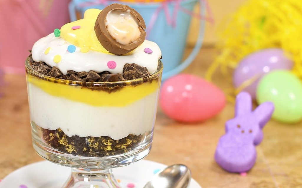 cadbury egg inspired easter dessert trifle