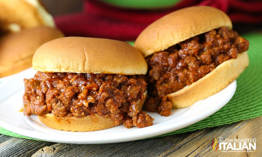 ground beef sloppy joe on white plate