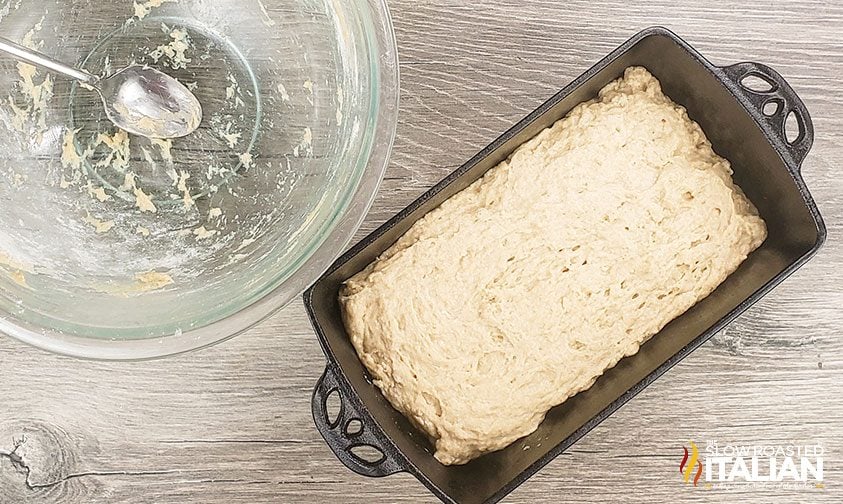 quick bread batter in loaf pan