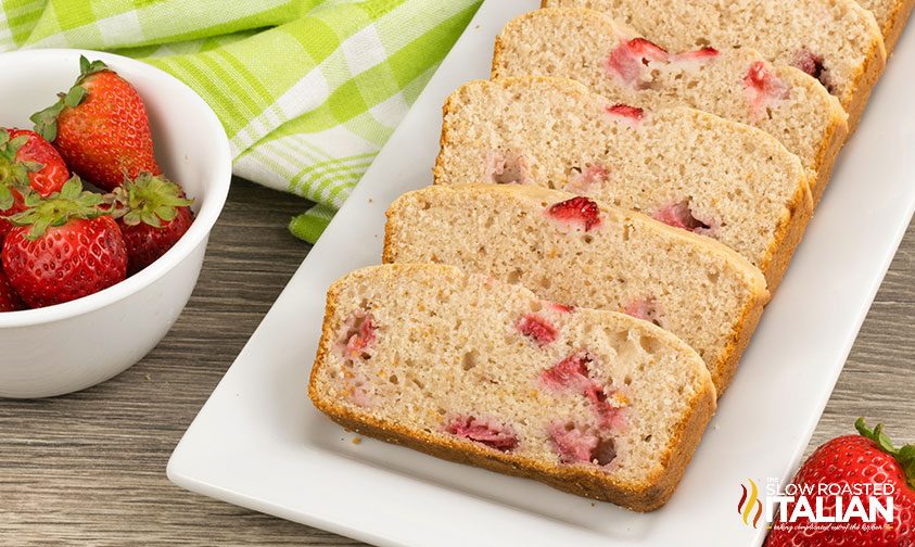 slices of quick bread with strawberries