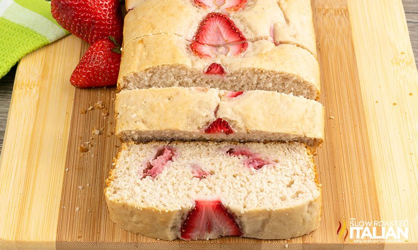 strawberry ice cream bread, sliced