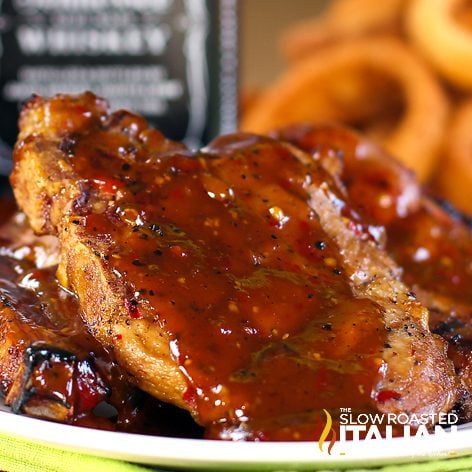 jack daniels pork chops on a plate