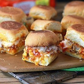 chicken parmesan sliders on serving board