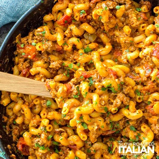 American goulash in large pot