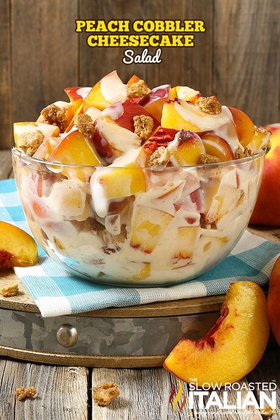 peach cobbler salad in bowl