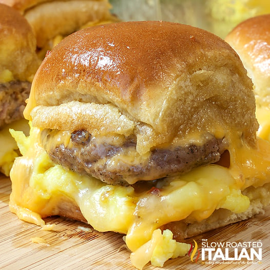 breakfast sliders with cheese and sausage