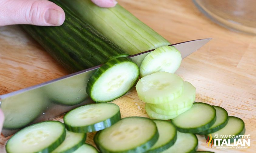 Cucumber Onion Salad with Vinegar - Slicing cucumbers