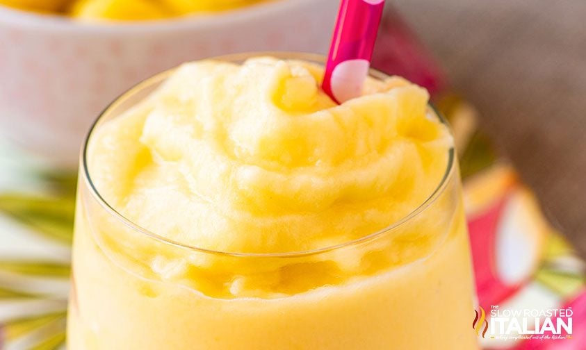 Dole pineapple whip in a glass close up