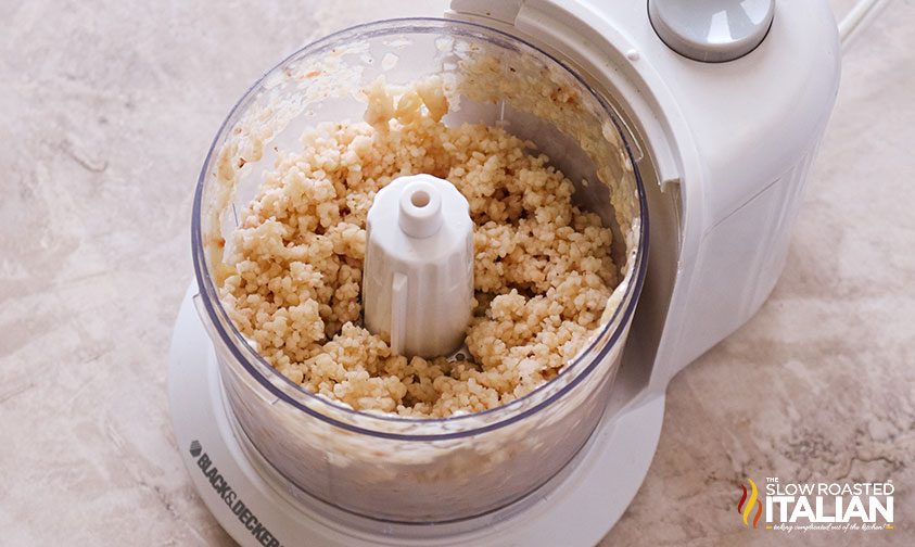 Banana Nice Cream in a food processor in small chunks