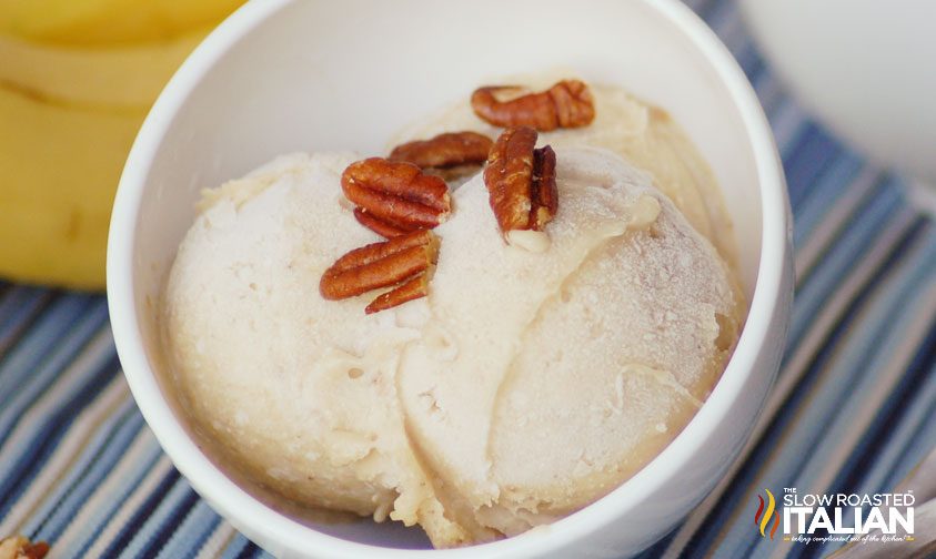 2 ingredient frozen dessert in white bowl