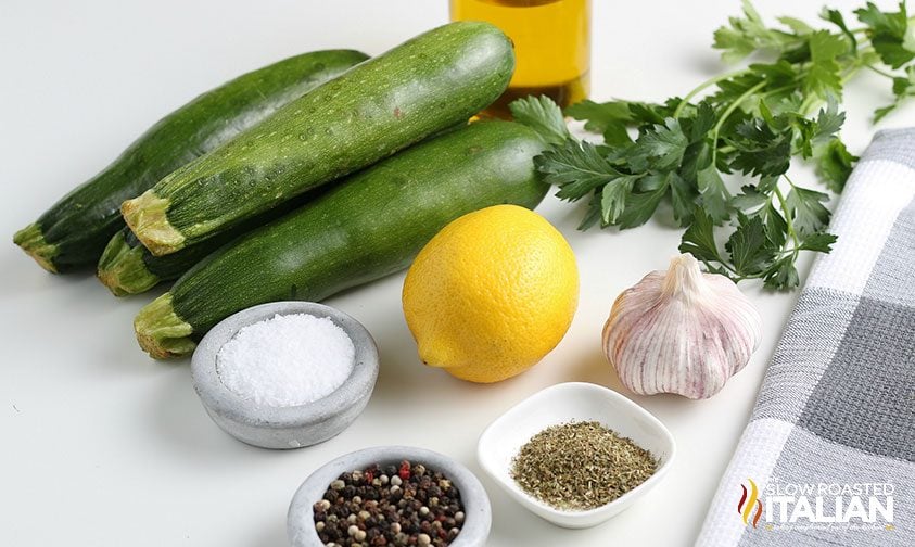 ingredients on counter for Italian zucchini recipe