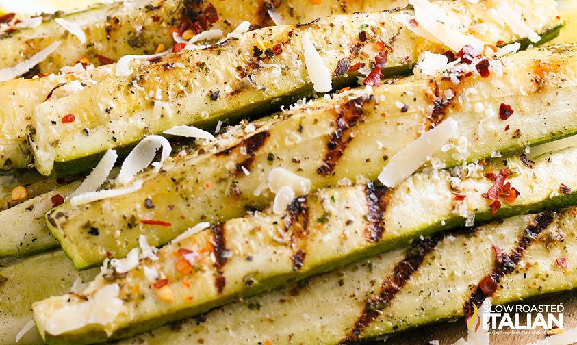 grilled spears of summer squash