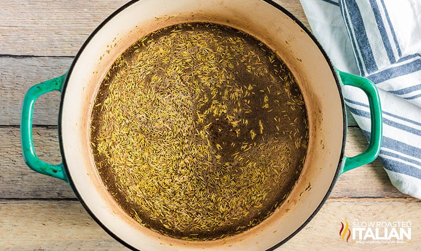 overhead: deglazing a dutch oven