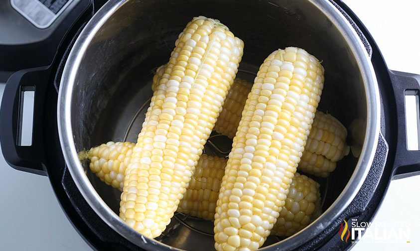 corn in Instant Pot stacked inside