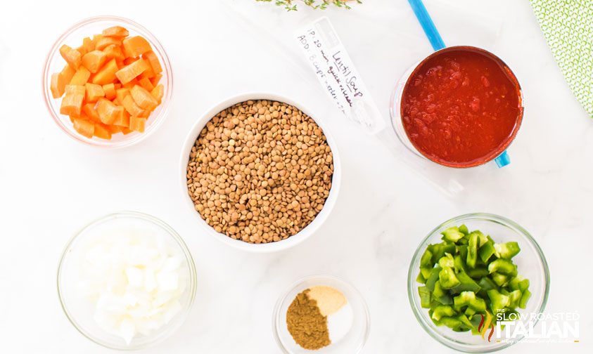 Instant Pot Lentil Soup ingredients