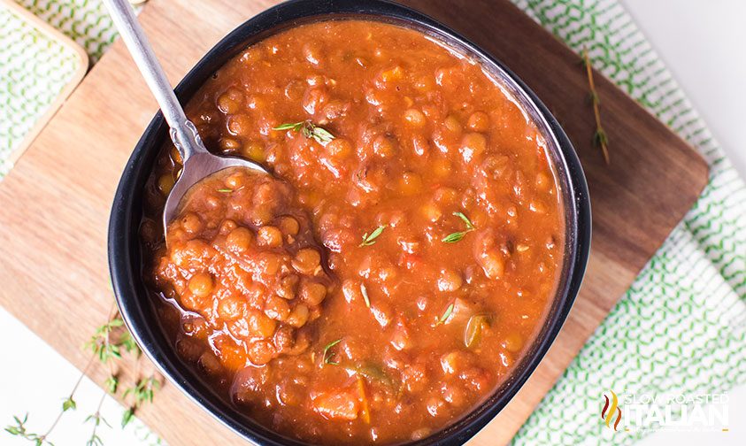 bowl of instant pot lentil soup