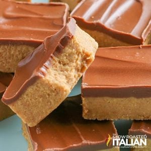 stacked no bake peanut butter bars