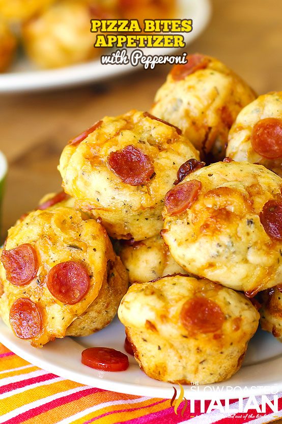Pizza Bites Appetizer with Pepperoni plateful