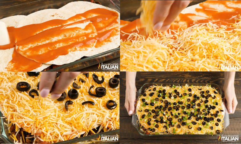 Mexican lasagna with layers and tons of cheese