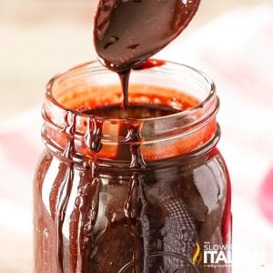 4 ingredient chocolate sauce in mason jar