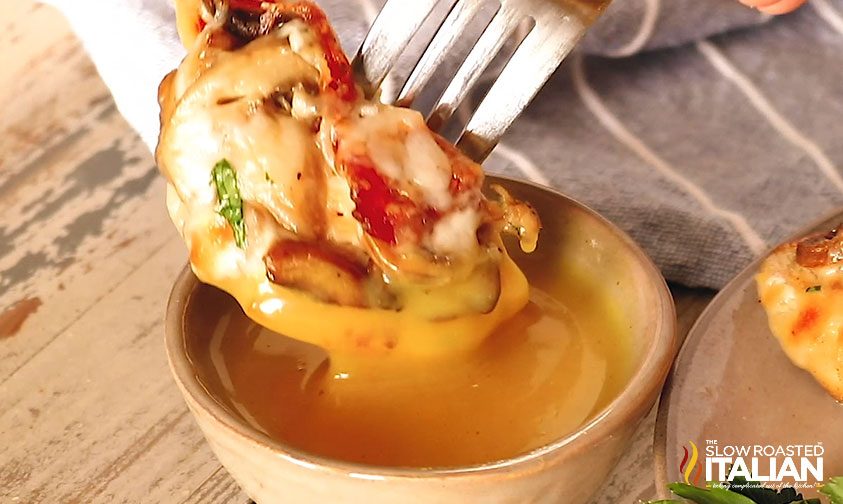 dipping chicken in sauce