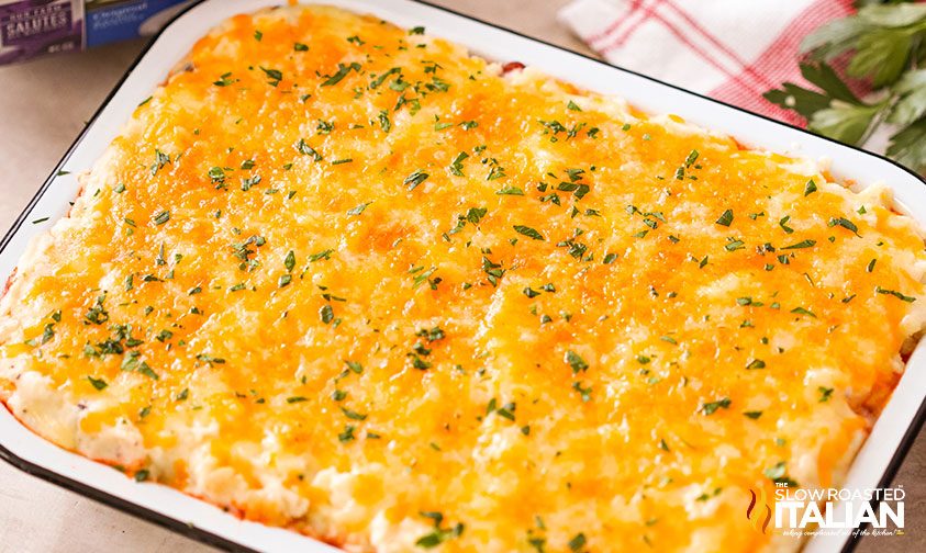 baked chili cheesy mashed potatoes casserole