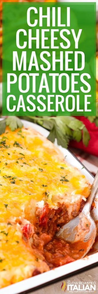 chili cheesy mashed potatoes casserole -pin