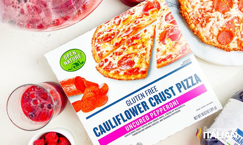 cranberry punch and a pizza