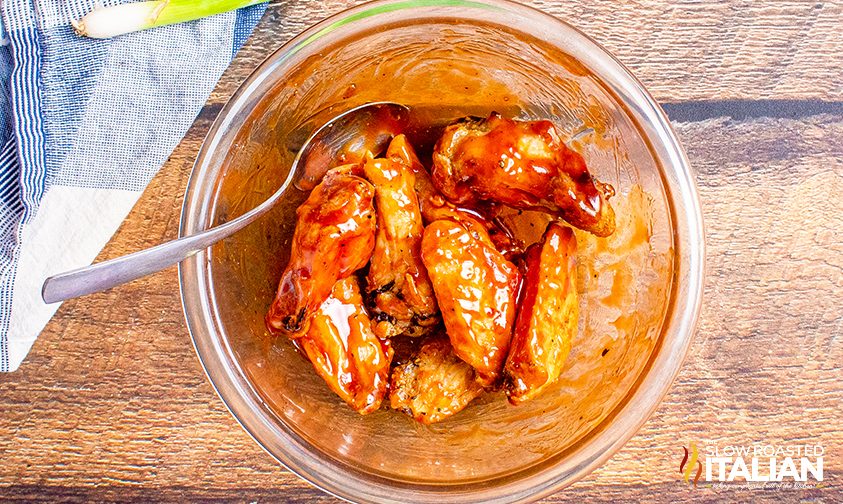 wings covered in honey bbq sauce
