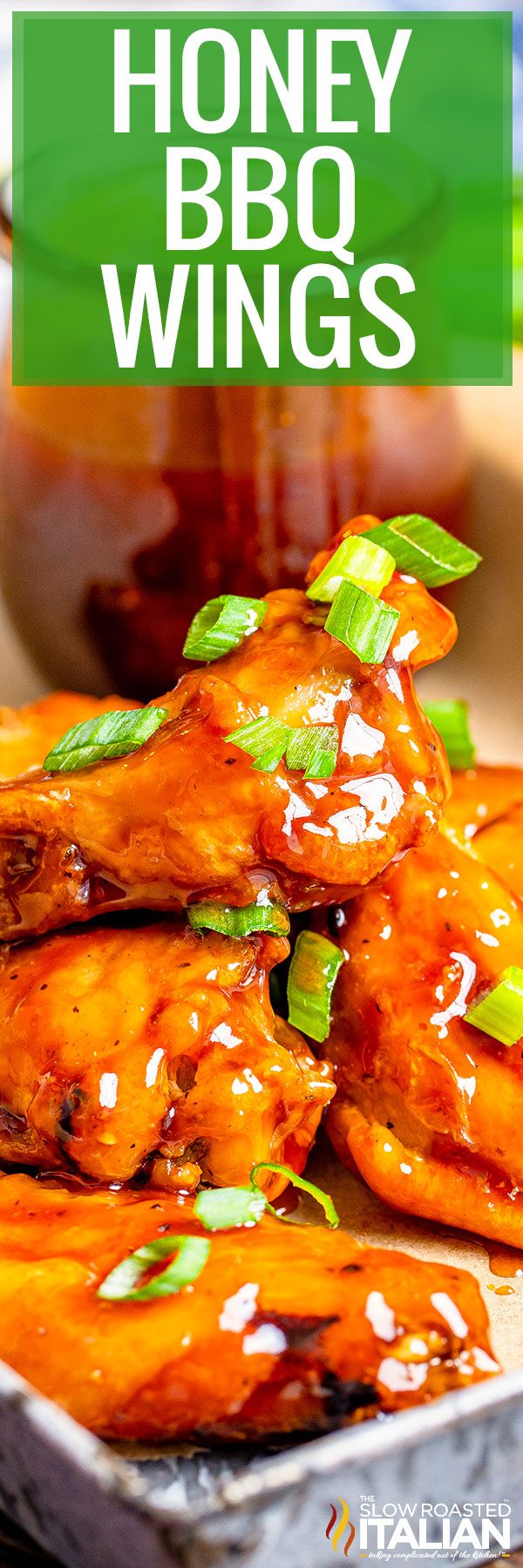 titled image (and shown): honey bbq wings air fryer or oven 
