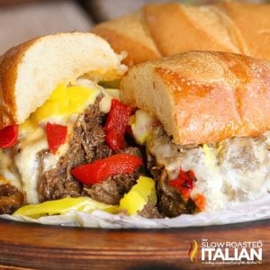 Italian beef on a sliced sub roll
