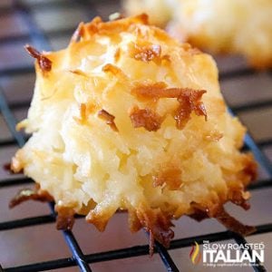 coconut macaroon on cooling rack