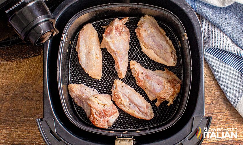 air fryer chicken wings in the basket