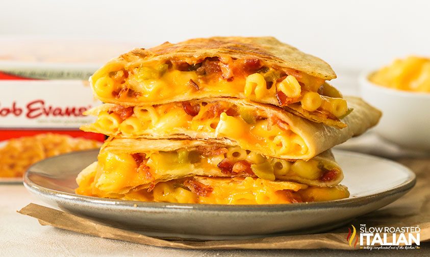 cheese quesadilla recipe stacked on a plate