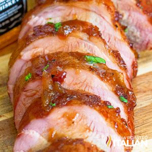 smoked pork tenderloin, sliced