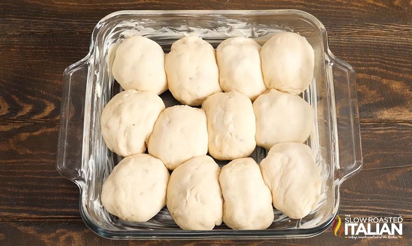 Caramel Apple Pie Bombs in baking pan