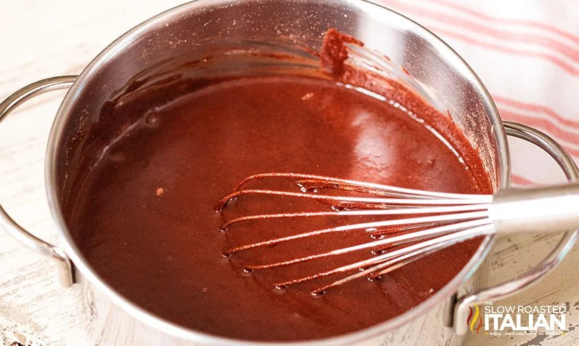 chocolate syrup smooth and chocolaty in the pot