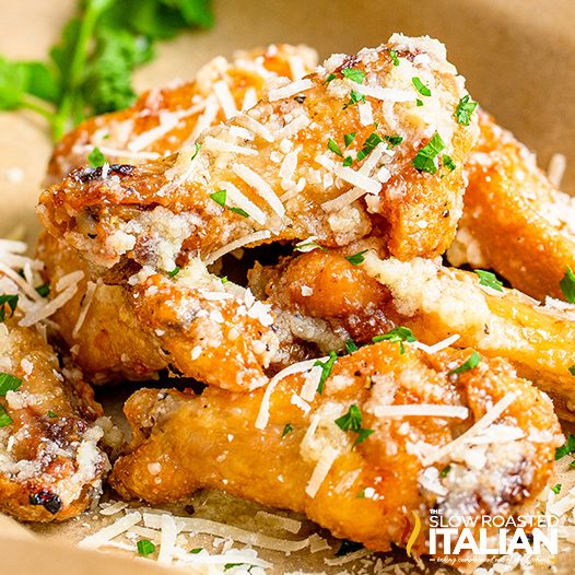 garlic parmesan wings closeup